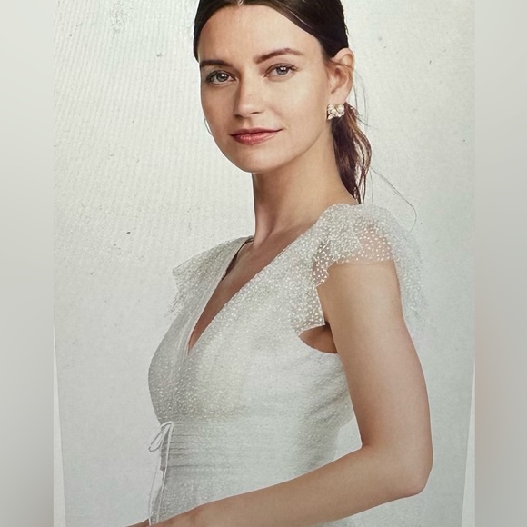 Marchesa Notte Flutter Sleeve Cocktail Dress Ivory Size 6 Perfect Condition - Picture 8 of 8